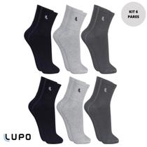 Kit 6 Pares Meia Meias Lupo Algodão Cano Médio Longo Alto Masculina Masculino Media Original 3245