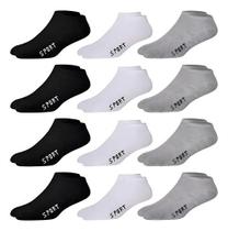 Kit 6 Pares Meia Soquete Cano Curto Preto 38 Ao 44 Premium Sortida Liso Unico