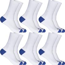 Kit 6 Pares Meias Cano Alto Longo 25cm Algodão Meia P/ Academia Esportiva Masculina Feminina Sport