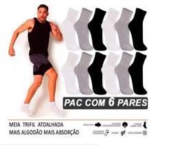 Kit 6 Pares Meias Cano Médio Esportivas veste 39 ao 43 Trifil 8720