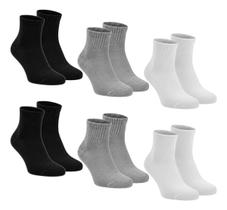 Kit 6 Pares Meias Cano Médio Unissex Academia Sport Algodão