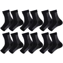 Kit 6 pares meias compressão pretas alívia dor pés fascite plantar