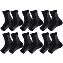Kit 6 pares meias compressão pretas alívia dor pés fascite plantar Kit 6 pares meias compressão pretas alívia dor pés fascite plantar