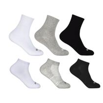 Kit 6 Pares Meias Esportivas Unisex Cano Médio e Curto Algodão 33 ao 43