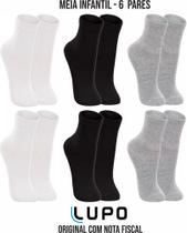 Kit 6 Pares Meias Infantil 2727 Menino Menina Lupo Cano Alto Longo