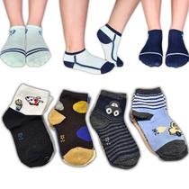 Kit 6 Pares Meias Premium Soquete Cano Curto Poliéster Algodão Infantil 20-31 Masculino Union Socks