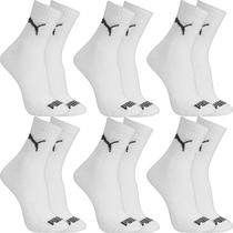 Kit 6 Pares Meias Puma Cano Médio Alto Algodão Adulto Masculino Feminino Academia Original