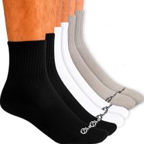 Kit 6 Pares Meias Zhamaro Cano Médio Algodão Atoalhada Masculina Feminina Confortável Grossa