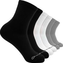 Kit 6 Pares Meias Zhamaro Cano Médio Algodão Atoalhada Masculina Feminina Confortável Grossa