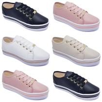 Kit 6 Pares Tênis Feminino Casual Flatform Solado Alto K79