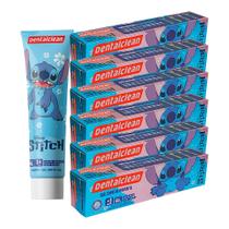 Kit 6 Pasta de Dente Gel Dental com Flúor Infantil Stitch Morango 50g Dentalclean