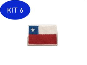 Kit 6 Patche aplique bordado da bandeira do Chile