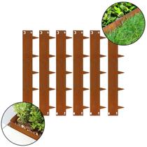 Kit 6 Pç Divisória de Canteiro Enferrujada 20cm x 1mt x 2mm