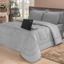 Kit 6 pças Jogo de Cama Afável Microfibra Casa Dona Original Cinza Kit 6 pças Jogo de Cama Afável Microfibra Casa Dona Original Cinza