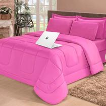 Kit 6 pças Jogo de Cama Afável Microfibra Casa Dona Original Rosa