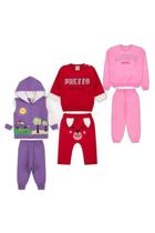 Kit 6 Pçs 3 Conjunto Moletom Infantil Bebê Menina 3a12 Meses - Kitilica Kids