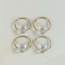 Kit 6 Pçs Anel para Guardanapo 6 Lugares Cristalino 4x3cm Argola Dourado