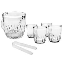Kit 6 Pçs Balde de Gelo 1L Com Pegador E 4 Copos 220ml Bar Bartender Bebidas Adega Presente Kit 6 Pçs Balde de Gelo 1L Com Pegador E 4 Copos 220ml Bar Bartender Bebidas Adega Presente
