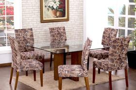 Kit 6 Pçs Capa Protetora de Cadeira 6 Lugares Floral Kit 6 Pçs Capa Protetora de Cadeira 6 Lugares Floral