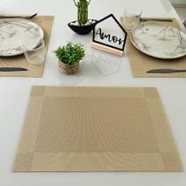 Kit 6 Pçs Lugar Jogo Americano Retangular Supla De Mesa Posta Sousplat Descanso Prato Dourado Mod A