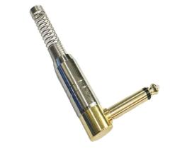 KIT 6 PÇS - PLUG P10 MONO 90º GRAUS COM MOLA - PONTA GOLD