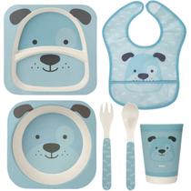 Kit 6 pçs Refeição para Bebê Cachorrinho + Babador com Bolso