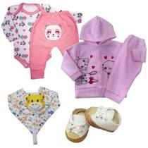 Kit 6 Pçs Roupa Bebê Menino Menina Estilosa Presente Enxoval Kit 6 Pçs Roupa Bebê Menino Menina Estilosa Presente Enxoval
