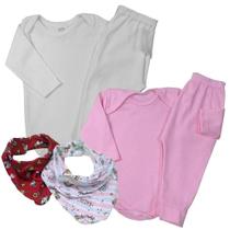 Kit 6 Pçs Roupinha De Bebê Conjunto Body E Mijão Mais Babete Kit 6 Pçs Roupinha De Bebê Conjunto Body E Mijão Mais Babete