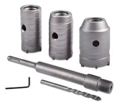Kit 6 Pçs Serra Copo Concreto Com haste Sds Plus 330mm C Prateado