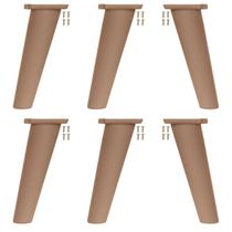 Kit 6 Pé Retrô de Plástico Marrom Resistente para Móveis Cômoda Design Clássico e Fácil Instalação