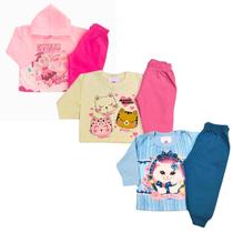 Kit 6 Peça 3 Conjunto Moletom Infantil Bebê Barato Tam M 3 a 6 meses