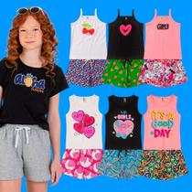 Kit 6 Peças (3 blusas + 3 shorts) Infantil Menina Estampado Dia a Dia Kit 6 Peças (3 blusas + 3 shorts) Infantil Menina Estampado Dia a Dia