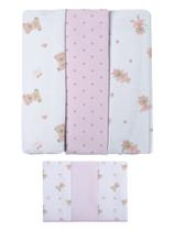 Kit 6 Peças 3 Cueiros Bebê Estampado 50Cm X 80Cm e 3 Pano Boca 100% Algodão Menina