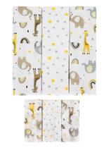 Kit 6 Peças 3 Cueiros Bebê Estampado 50Cm X 80Cm e 3 Pano Boca 100% Algodão Menino Cor:Zoo Kit 6 Peças 3 Cueiros Bebê Estampado 50Cm X 80Cm e 3 Pano Boca 100% Algodão Menino Cor:Zoo