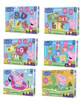 Kit 6 peças : 4 Jogos Educativos Peppa e George Pig e 2 Quebra Cabeça Gigante 24 PÇ Peppa Pig