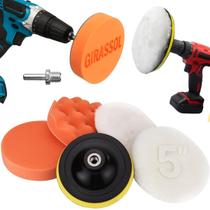 Kit 6 Peças 5 Pol. 125mm Disco Espuma Boina Lã Prato Pino M14 Polimento Automotivo KP21