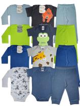 Kit 6 Peças Bebê Menino, Body Longo, Body Curto e Calça Kit Sortido