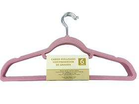 Kit 6 peças cabide aveludado com prendedor de gravata - cleanhome
