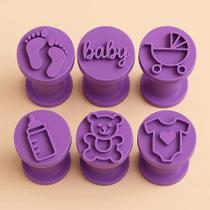Kit 6 Peças Chá de Bebê Modelo Carimbos para Doces