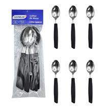 Kit 6 Peças Colher de Mesa Cabene Cabo Plástico Preto Kit 6 Peças Colher de Mesa Cabene Cabo Plástico Preto