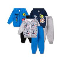 Kit 6 Peças Conjunto de Moletom Infantil Masculino Roupa Inverno Menino - 3 Jaquetas e 3 Calças