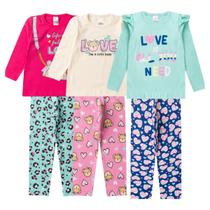 Kit 6 Peças Conjunto Meia Estação Infantil Menina Inverno