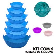 Kit 6 Peças/Conjunto Premium Cesto de Silicone Forma Redonda Air Fryer e Forno Fritadeira Elétrica com Alça Original