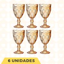 Kit 6 Peças Copo Taças Vidro 330ML Diamond Ambar