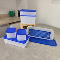 Kit 6 Peças de Armazenamento Freezer Azul Tupperware