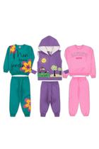 Kit 6 Peças de Conjunto Moletom Feminino Infantil Bebê 1 a 10
