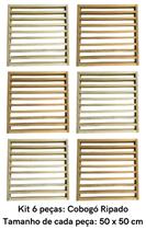 KIT 6 peças de Módulo cobogó (elemento vazado) ripado de Pinus tratado 50x50 centímetros (Cobre 1,5 m²) KIT 6 peças de Módulo cobogó (elemento vazado) ripado de Pinus tratado 50x50 centímetros (Cobre 1,5 m²)