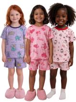Kit 6 Peças de Pijamas Infantis Sortidos para Meninas Meninos Cheios Estilo Malha Fria PV Premium Kit 6 Peças de Pijamas Infantis Sortidos para Meninas Meninos Cheios Estilo Malha Fria PV Premium