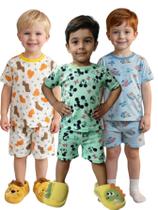 Kit 6 Peças de Pijamas Infantis Sortidos para Meninas Meninos Cheios Estilo Malha Fria PV Premium