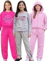 Kit 6 Peças de Roupa de Inverno Kit 3 Conjuntos de Moletom Infantil Menina 1 ao 14 anos